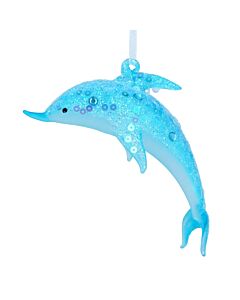 Gisela Graham Clear/Blue Glass Dolphin Decoration
